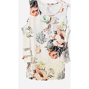 Vetinee Cold Shoulder Floral Blouse With 3/4” Bell Sleeves